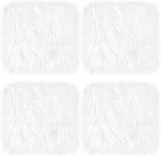 School Locker Rugs Square Light Pink Furry and Cute Locker Decoractions with Anti-Slip Backing for Girls in Middle School Back to School Stuff Gift (4, White)