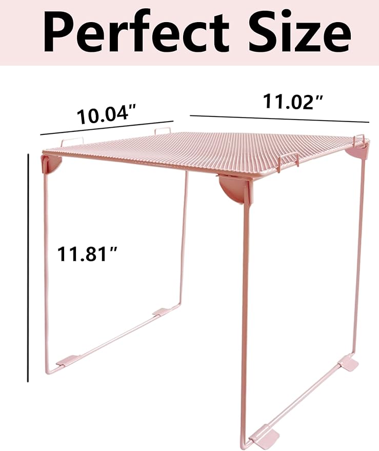 2 Pack Locker Organizer Shelf, Stackable Extra Tall Mesh Locker Shelf for Locker Decor, Back to School Essentials Locker Accessories, Fits Standard Size Locker for School, Gym, Work, Home (Pink)