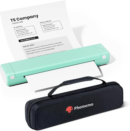 Phomemo Inkless Portable Printer for Travel - [Upgrade] Wireless Thermal Printer Compatible with Phone & Laptop, Bluetooth Printers Supports 8.5" X 11" Letter Thermal Paper, Come with Carry Case