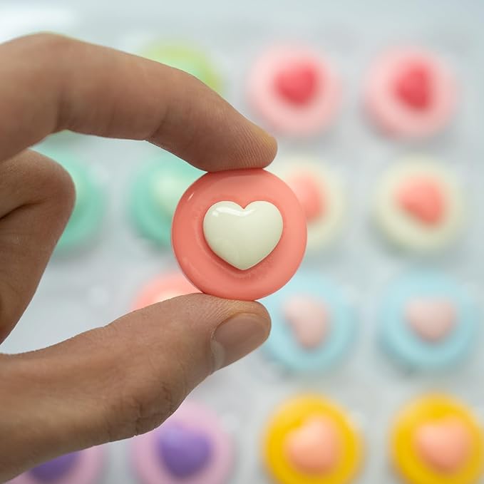16/9-Piece Glossy Cute Macaron Love Heart Magnet Set - for Whiteboard, Locker, Kitchen & Office, Colorful Strong Decorative Magnetic Decals (Multi-Color, Multi-Pack)