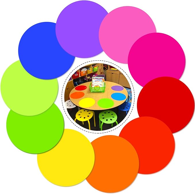 10 Pcs 11 Inch Dry Erase Dots Circles,Whiteboard Marker Removable Vinyl Stickers,Spots Wall Decals for Classroom,Drills and Training School Teaching Progress(10 Colors)
