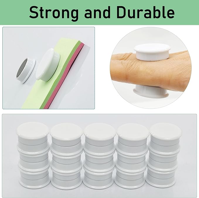 Fridge Magnets - 20PCS Small Strong Refrigerator Magnets, Heavy Duty Mini Magnets for Whiteboard Locker Map Classroom Kitchen Office School Use - Round Cute Decorative Magnet for Fridge (White)