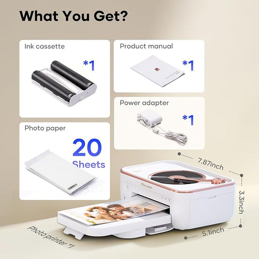 iDPRT 4x6'' Photo Printer with 20 Sheets Photo Paper & 1 Cartridge, Portable Instant Photo Printer for iPhone Android, Thermal Dye Sublimation, Wi-Fi Picture Printer