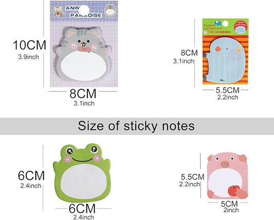 32 Pads Cute Sticky Notes, Animal Sticky Notes Self Adhesive Cartoon Notes Memo Pads Notes Page School Tab for School Office Supplies