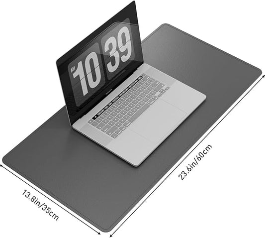 DAWNTREES Desk Mat Protector,PU Leather Laptop Pad,Non Slip, 23.6" x 13.8" Large Mouse Pad and Keyboard Mat, Waterproof Writing Pad for Office and Home (Dark Gray)