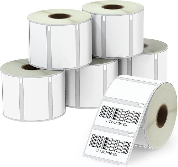 BETCKEY - Compatible DYMO 30334 (2-1/4" x 1-1/4") Multipurpose Barcode/FNSKU Labels, Perforated, Compatible with DYMO Labelwriter 450, 4XL, NOT Fit 550 & 5XL [6 Rolls/6000 Labels]