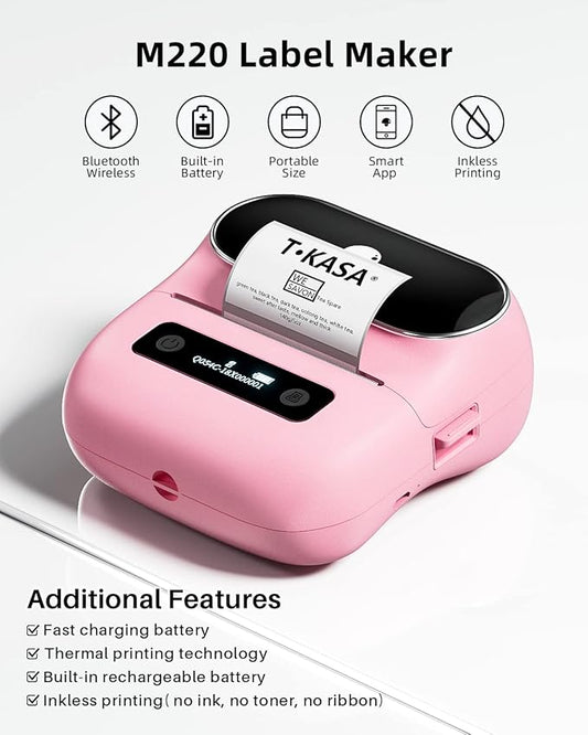 Phomemo M220 Portable Thermal Label Makers, Wireless Label Printer for Address, Labeling, Mailing, Office Supplies Organizing, Label Maker Machine with Tape, Sticker Printer with 3 Rolls of Labels