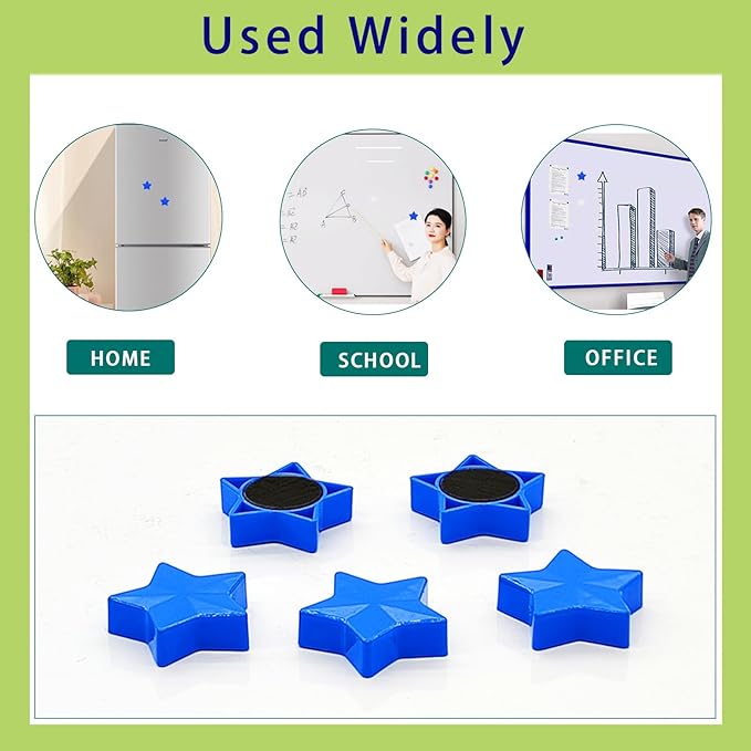 Fridge Magnets - 30 Pcs Refrigerator Magnets Strong Small Whiteboard Magnet, Heavy Duty Mini Magnets for Kitchen, Locker, Office, Classroom & Office Use - Decorative Cute Magnet (Star, Blue)