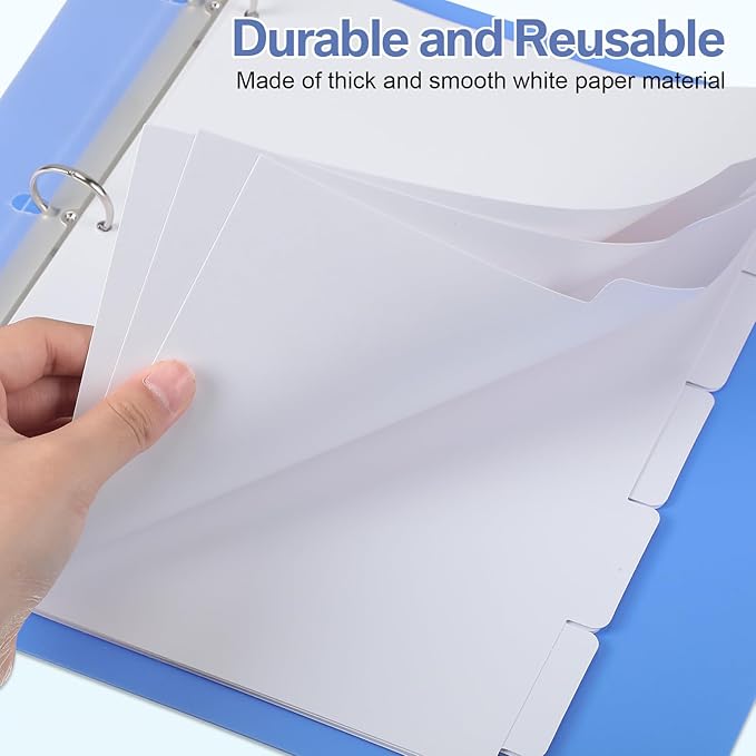 Thenshop 200 Pieces 3 Ring Binder Dividers with Tabs Bulk 40 Sets 5 Tab Dividers for 3 Ring Binders Letter Size(White)