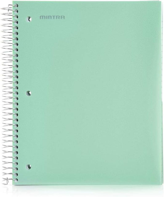 Mintra Office Durable Spiral Notebooks, 5 Subject (Sage Green, College Ruled 1pk)