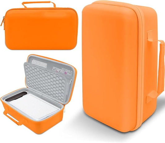 EVA Hard Storage Carrying Case Compatible with Liene M100 M200 4x6'' Photo Printer Extra Space for Charger, Photo Paper, Memory Card and Battery, Orange (Case Only)