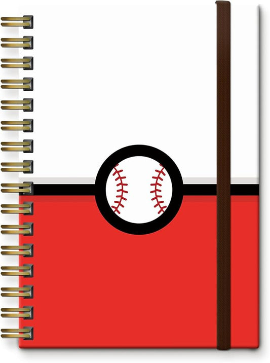 Bansutay Spiral Journal Notebook, A5 Cute Notebooks for Women Men, College Ruled Hardcover Notebook for Work & Note Taking, 60 Pages Double-Wire Journals for Writing (white red ball)