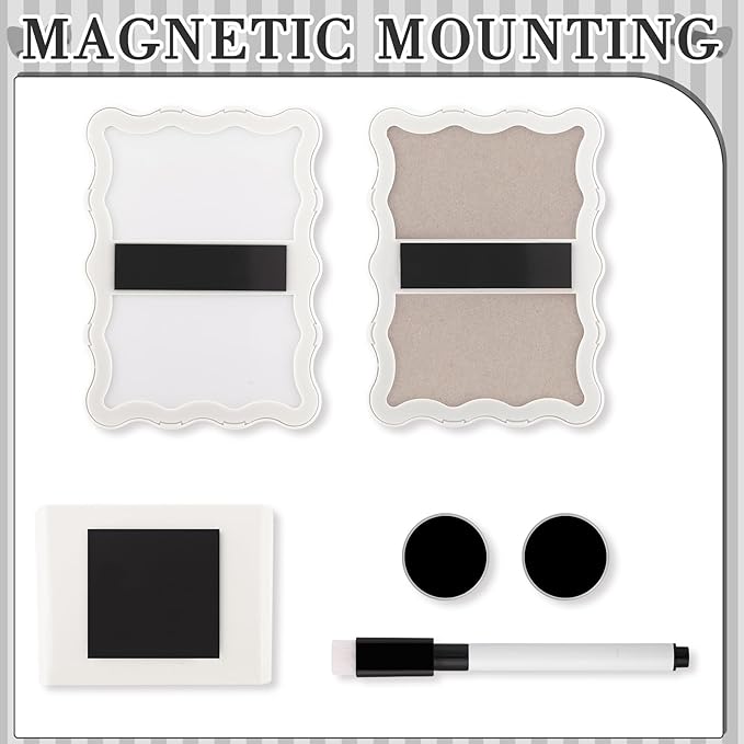 Scalloped Magnetic Locker Accessories Kit Back to School Essentials 6 Pieces Includes Whiteboard Mirror and Organizing Supplies Cute Locker Organizer Decoration for School(White)