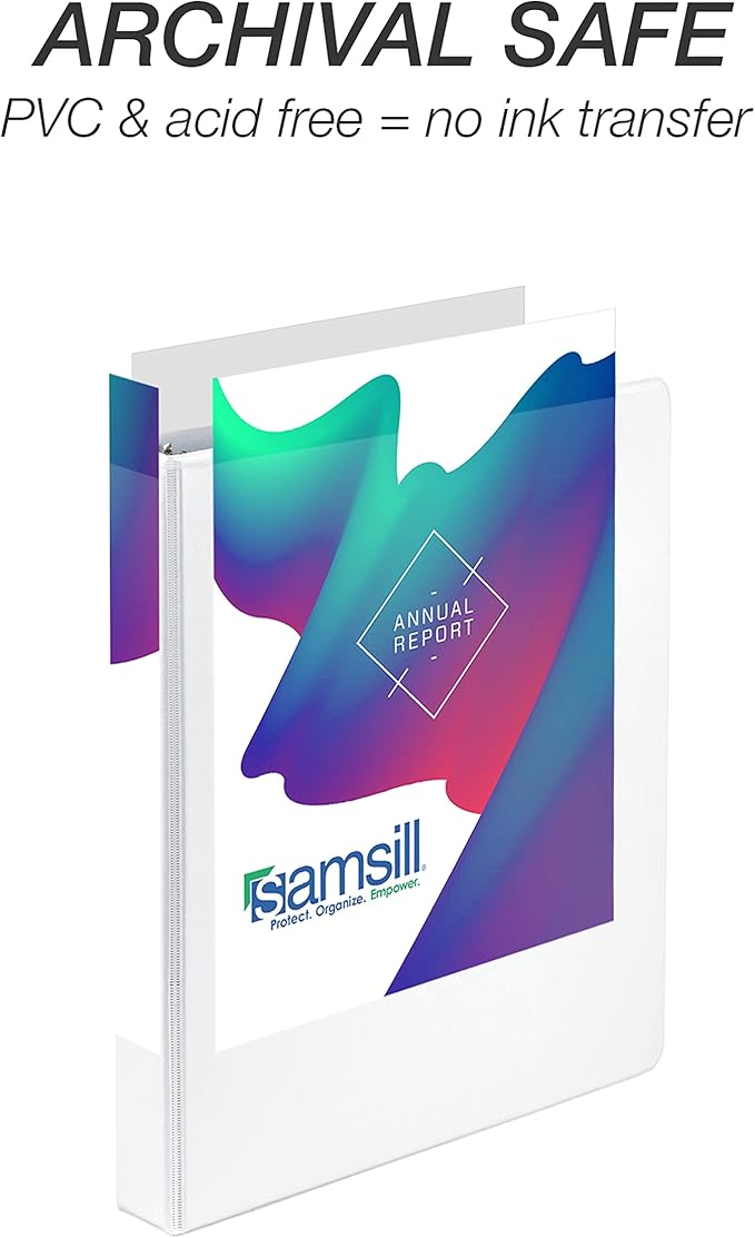 Samsill Durable 1 inch 3 Ring Binder, Made in USA, D Ring Binder, FSC 100% Recycled Chipboard, White, 24 Pack, Bulk