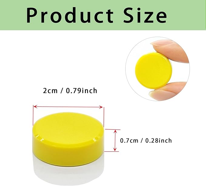 Fridge Magnets 40 Pcs, Strong Refrigerator Magnets Small Heavy Duty, Mini Round Magnets for Whiteboard, Office, Classroom, Cute Decorative Magnet for Fridge, Kitchen, Locker, Crafts (Yellow)