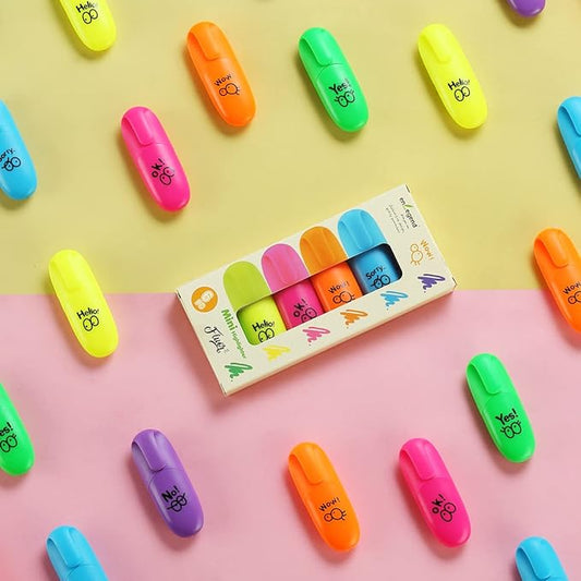 6 pieces Tiny Markers Fluorescent Colors Mini Highlighter Pen Neon Color Chisel Tip Cute Design Kawaii Gift