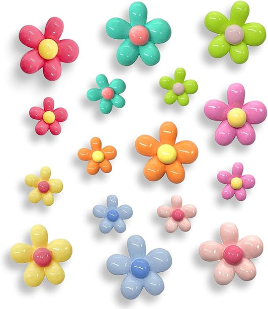 16 pcs - Cute Flower Magnet, Colorful Magnet, Suitable for Refrigerator and Locker, whiteboard, and Decorative Purposes (16 pcs - Five Petal Flower)