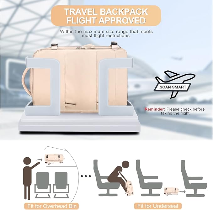 Carry On Backpack Flight Approved Personal Item Travel Backpack For Women Airline Approved Waterproof Sports Luggage Backpack Casual Daypack Small Hiking Backpack