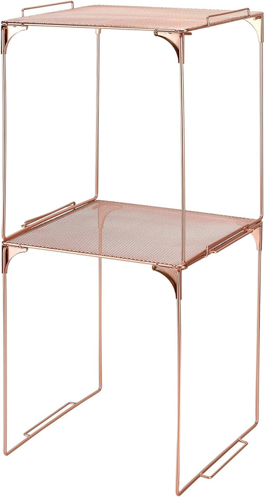 Locker Organizer Shelf Stackable Extra Locker Shelf for School Locker Organizer Storage Cabinet Accessories Suitable for School, Office, and Home use (2, Rose Gold)