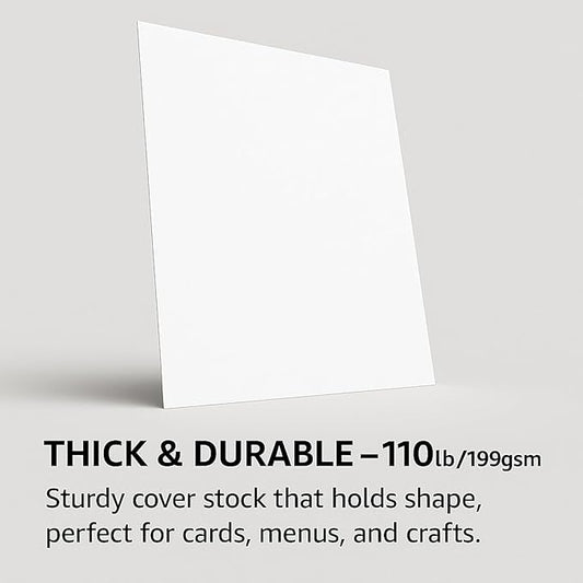 Veritas White Cardstock Printer Paper, 8.5” x 11” Letter Size, Heavyweight Card Stock, 110lb/199gsm, 100 Sheets, Thick Cardstock for Copy, Business Cards Making, Office Printing, Made In USA