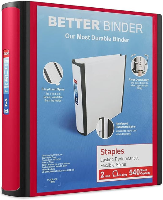 Staples Better Binder, 2-Inch, Red