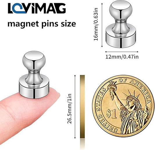 LOVIMAG Fridge Magnet Refrigerator Magnets, Small Push Pin Magnet Strong Magnet for Whiteboard, Fridge, Office, Classroom and Map, Pack of 20