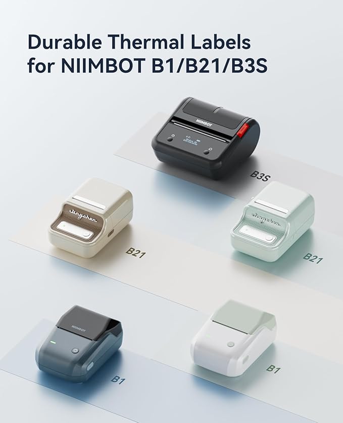 NIIMBOT Label Tape for B1/B21/B3S, 1.2" X 1.2" (31x31mm), 210 Labels/Roll, Round Clear Label for Marson Jar/Spice/Barcode/QR Code