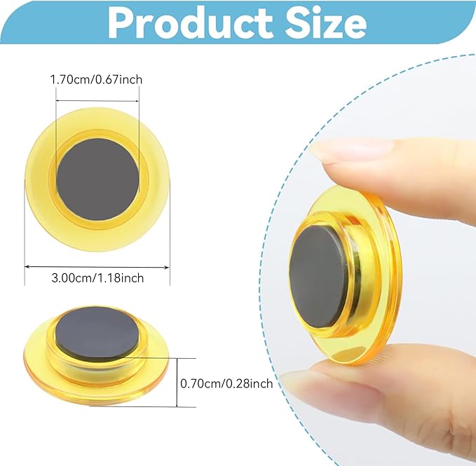 ZDZBLX Fridge Magnets 28 Pack, Strong Refrigerator Magnets Small Heavy Duty Mini Magnet, Cute Round Magnets for Whiteboard Fridge Locker Classroom Office Use, Decorative Yellow Magnet for Home, School