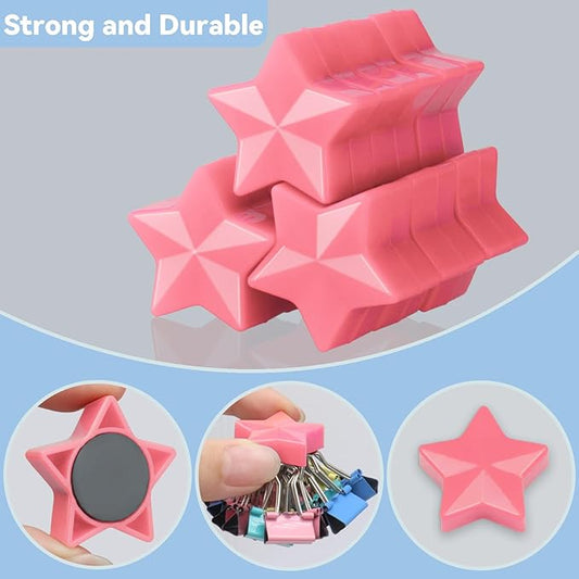 ZDZBLX 30 Pack Pink Fridge Magnets, Strong Refrigerator Magnets, Small Heavy Duty Magnets for Whiteboard, Cute Decorative Star Mini Magnet for Fridge, Office, Kitchen, Classroom, Home, Locker, Craft