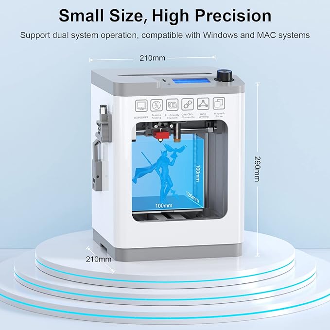 3D Printers Tina2 Basic, Fully Assembled and Auto Leveling 3D Printer for Beginners and Kids, Removable Magnetic Platform, High Precision Printing FDM Mini 3D Printer for Home and School