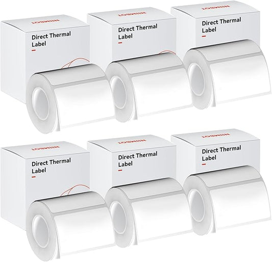 White Label Paper - 6 Rolls, 50x30mm, Compatible for NIIMBOT B1, B21, B3S, Waterproof, Self-Adhesive, Office & Home Labeling Tape Replacement