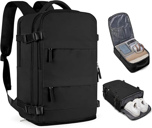 Travel Backpack For Women Men Airline Approved Carry On Backpack Flight Approved Waterproof Sports Luggage Backpack Casual Daypack Small Hiking Backpacks Black Backpacks