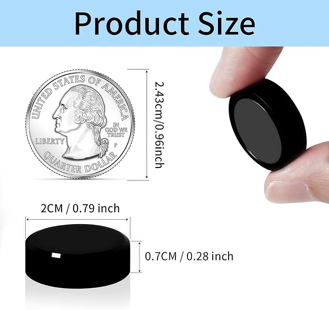 Fridge Magnets, 30 Pack Strong Small Heavy Duty Magnets, Decorative Mini Cute Round Refrigerator Magnets for Whiteboard, Crafts, Fridge, Locker, Classroom, Office,Kitchen (Black)