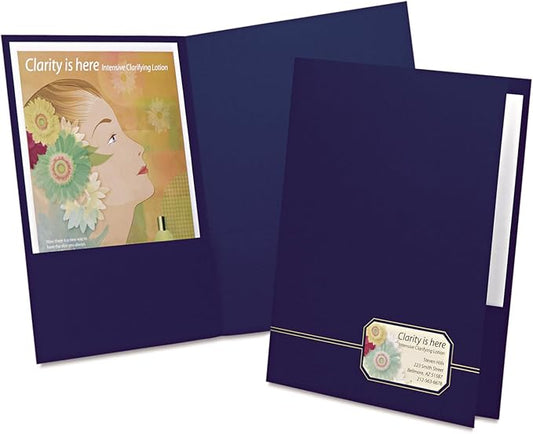 Oxford Monogram Executive Twin Pocket Folders, Letter Size, Blue with Gold Foil Trim, 4 Pack (04162)