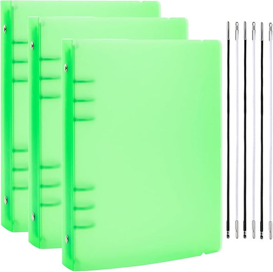 BAOFALI 3Pcs/Set A5 6 Ring Binder Cover Clean Transparent Soft PVC for Refillable Notebook Shell withMatte surfaceforStamp & Die Storage (Green)