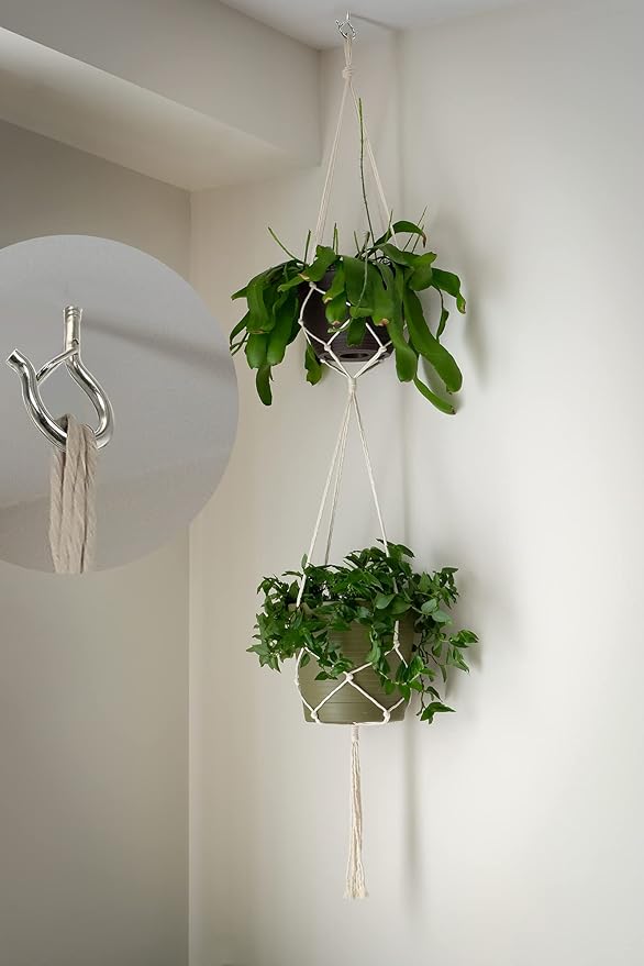 PlusRoc 20 Pack Stainless Steel Ceiling Hooks for Hanging Plants, String Lights Outdoor, 2.2 Inch Silver Cup Hooks Screw in Hooks Eye Hook Q-Hanger, Wall Mount Ceiling Fence Mount
