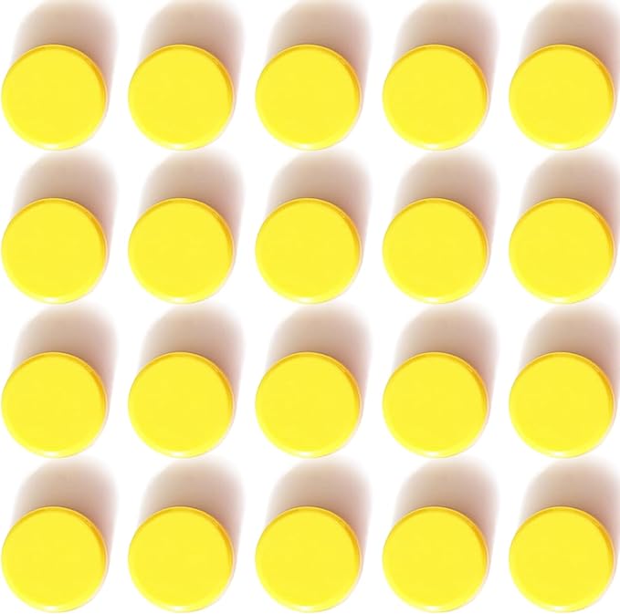 Fridge Magnets 20 Pcs, Strong Refrigerator Magnets Small Heavy Duty, Mini Round Magnets for Whiteboard, Office, Classroom, Cute Decorative Magnet for Fridge, Kitchen, Locker, Crafts (Yellow)