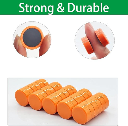 ZDZBLX 30 Pack Strong Fridge Magnets, Heavy Duty Round Refrigerator Magnets, Small Whiteboard Magnets for Fridge, Locker, Crafts, Kitchen, Office, Classroom, Mini Cute Magnet for Home School (Orange)