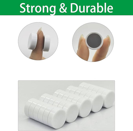 ZDZBLX 30 Pack Strong Fridge Magnets, Heavy Duty Round Refrigerator Magnets, Small Whiteboard Magnets for Fridge, Locker, Crafts, Kitchen, Office, Classroom, Mini Cute Magnet for Home & School (White)