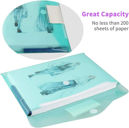 11 Pack Plastic Poly Filing Envelopes, Clear Document Folders US Letter A4 Size File Envelopes with Label Pocket & Paste Button for School Home Work Office Organization, 6 Assorted Color