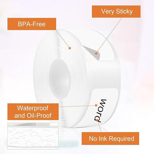 4 Roll Thermal Label Maker Paper, BetterJonny 0.47 x 1.57 Inch White Waterproof Label Tape Adhesive Label Printer Thermo Paper for School, Home, Office, Small Business,160 Tape/Roll