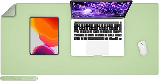 PU Leather Desk Pad,36x17 in Large Computer Desk Mat,Waterproof Non-Slip Desk Blotter Protector,Light Green Big Keyboard Mouse Pad