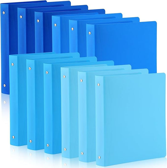 CHENGU 12 Pieces 1 Inch Binders 3 Ring Holds 200 Sheets Paper 1 Inch Plastic Binder with Pocket Round 3 Ring Letter Size for School Office Supplies