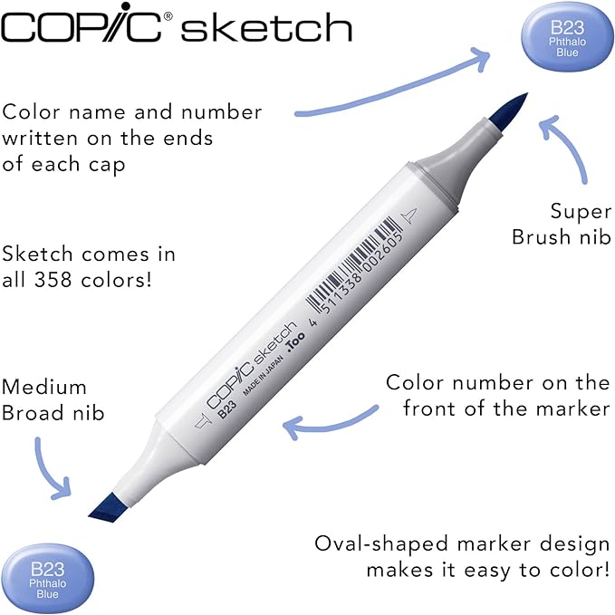 Copic Sketch Alcohol Markers, 6 Color Dual Tip Art Marker Set – Blendable Brush Tips for Drawing, Sketching, and Illustration – Professional Set for Adults/Teen Artists & Creators - Pale Pastels