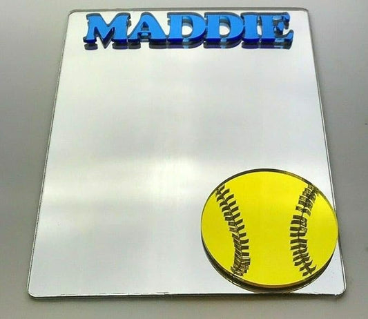Softball Sports Player Inside of Locker Mirror Personalized Back to School Color Style Cheerful Decor Magnetic Home Office Gym Locker Organizer Accessory, Refrigerator Magnet Quality & Fun in One!