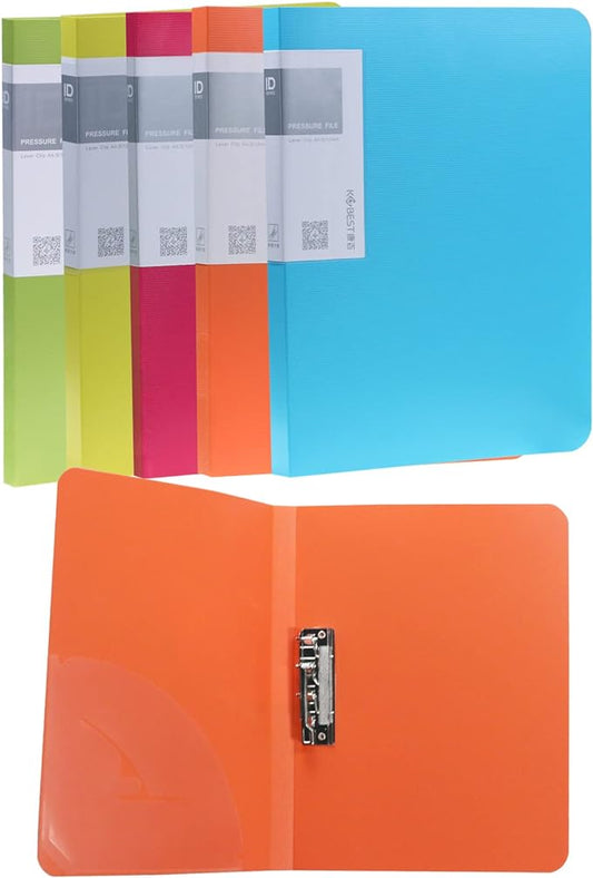 Acocony Punchless Binder with Clamp Letter Size Punchless Clamp Binder 8.5 x 11 Report Covers Plastic Vivid Multicolor Pack of 5