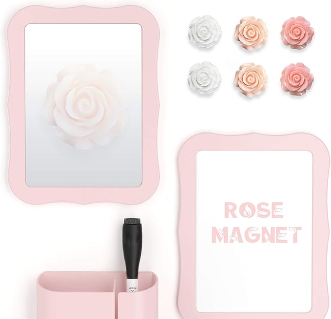 15 pcs - Cute Flower Magnets - Pink Rose Magnets for Office Whiteboard, Locker & Decoration(15 pcs - Rose - Pink)