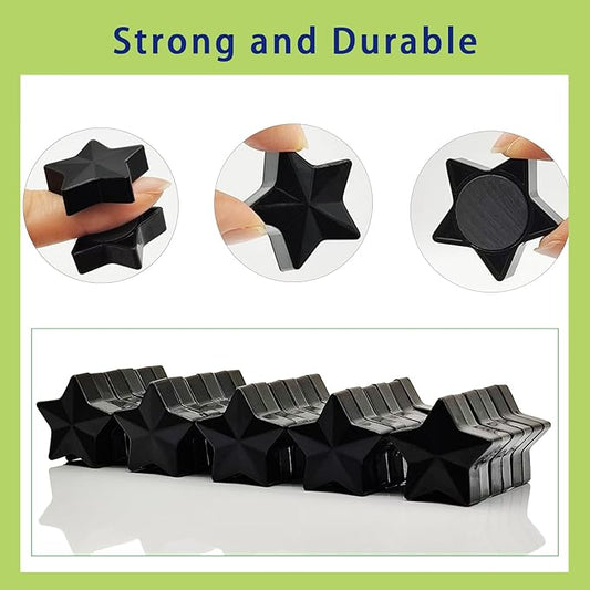 Fridge Magnets - 30 Pcs Refrigerator Magnets Strong Small Whiteboard Magnet, Heavy Duty Mini Magnets for Kitchen, Locker, Office, Classroom & Office Use - Decorative Cute Magnet (Star, Black)