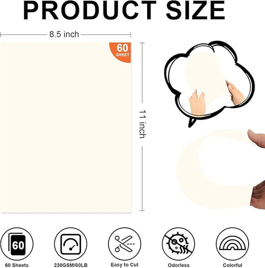 60 Sheets White Cardstock Paper 8.5 x 11 Inches – 230 GSM Thick Card Stock for Printing, Crafts, DIY Projects – Heavyweight Printer Paper, Textured Cardstock