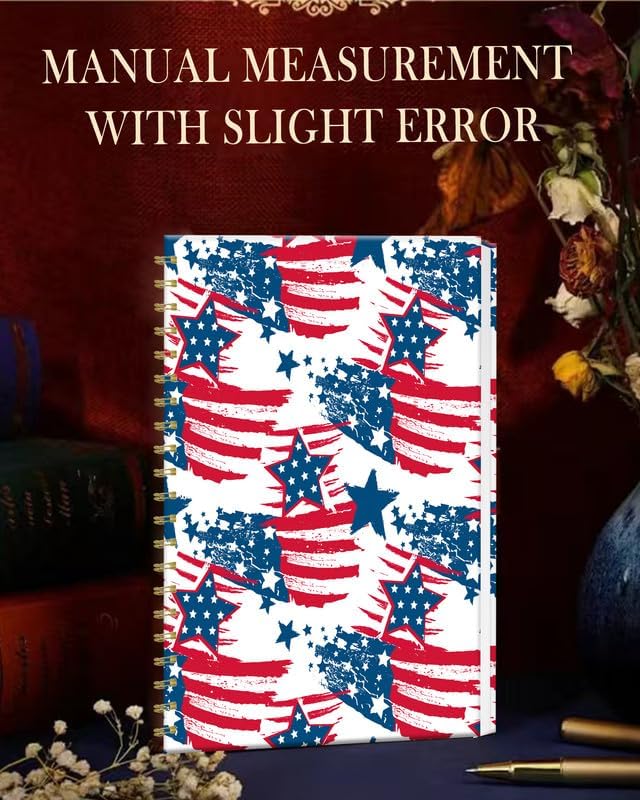 iampanda Spiral Journal Notebook,Strong Twin-Wire Binding with Premium Paper for Women,60 Sheets B5 College Ruled Notebook/Journal,Perfect for School Office Work,4th of July American Flag